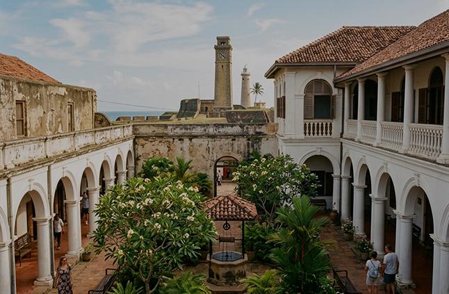 COURTYARD OF THE HISTORIC GALLE FORT IN SRI LANKA